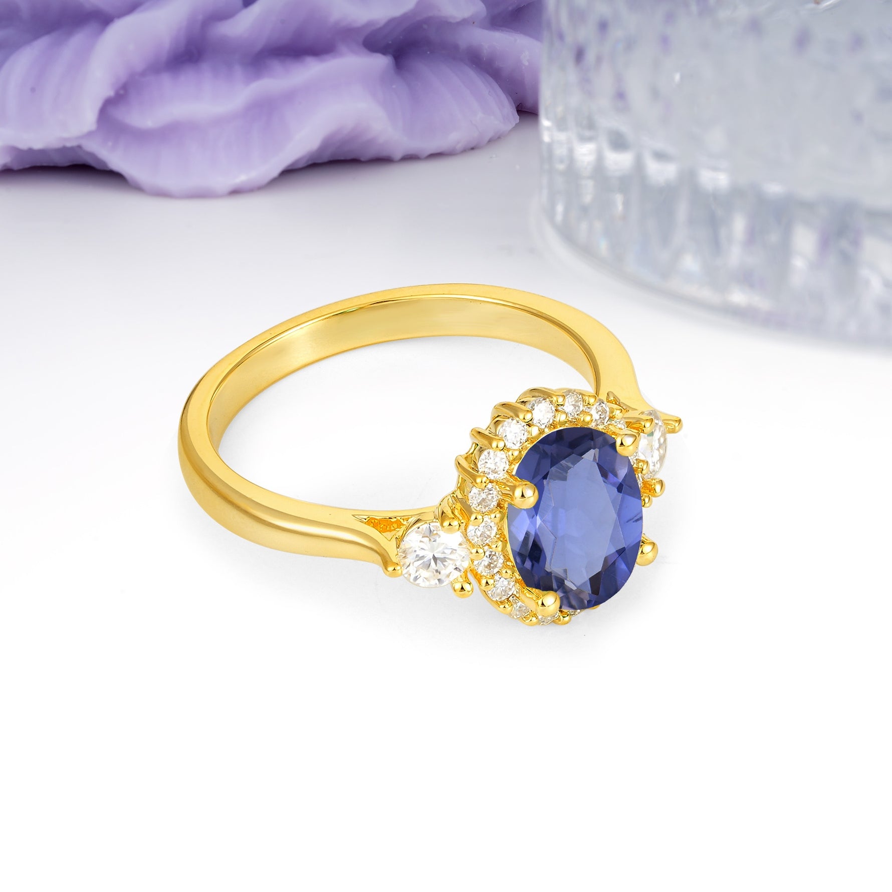 Classic Luxury 4-Prong Oval Cut Tanzanite Engagement Ring - Additional view