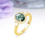 Classic Luxury 4-Prong Oval Cut Moss Agate Engagement Ring - Additional view
