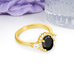 Classic Luxury 4-Prong Oval Cut Black Onyx Engagement Ring - Additional view