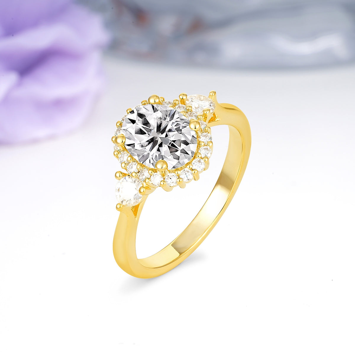 Classic Luxury 4-Prong Oval Cut Lab Diamond Engagement Ring - Additional view