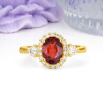 Classic Luxury 4-Prong Oval Cut Garnet Engagement Ring - Additional view