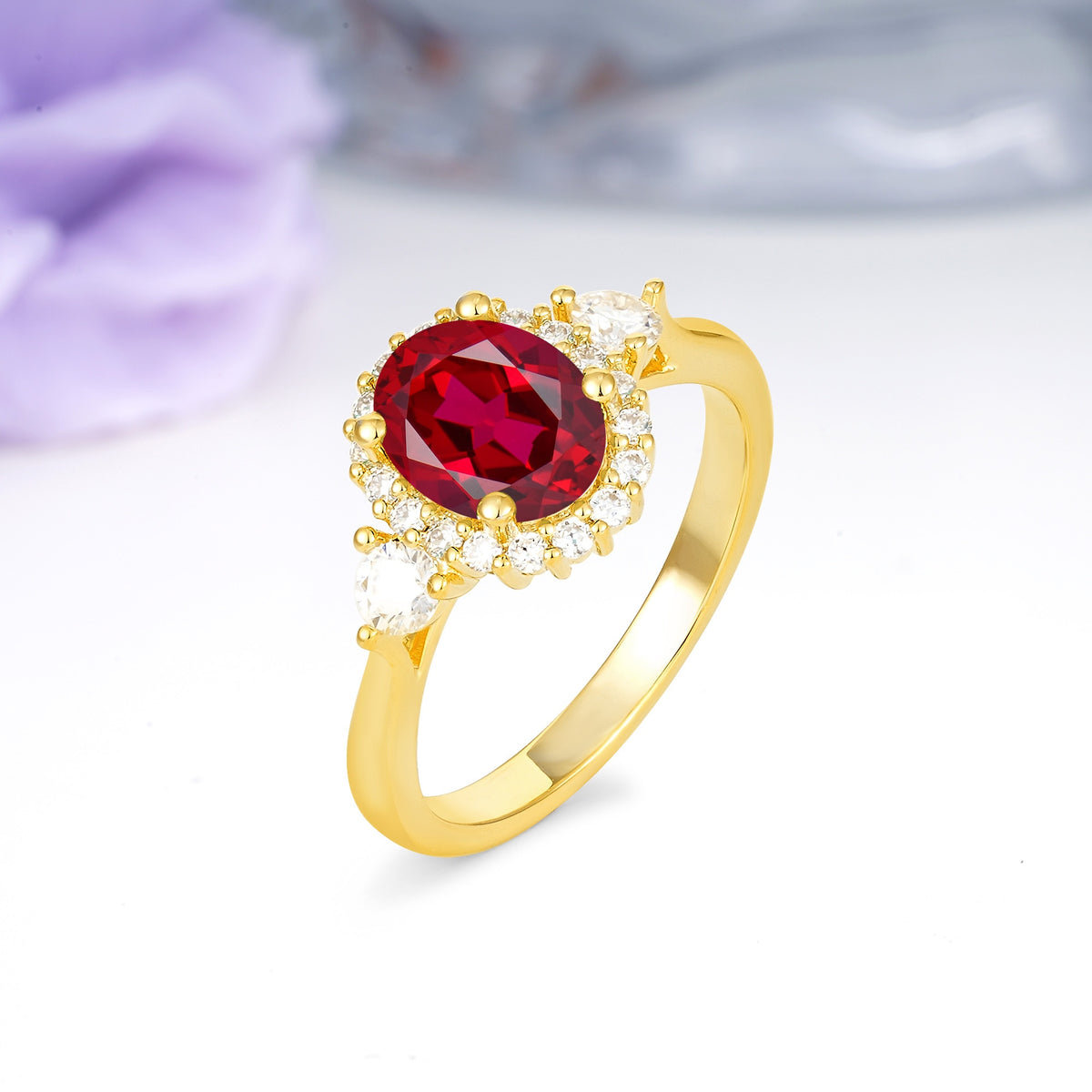 Classic Luxury 4-Prong Oval Cut Ruby Engagement Ring - Additional view