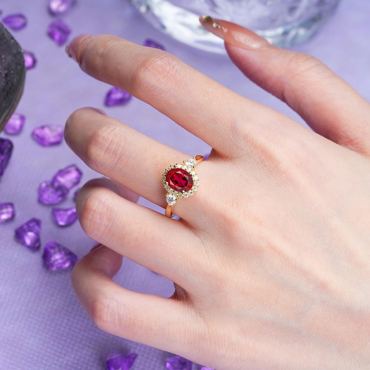 Classic Luxury 4-Prong Oval Cut Ruby Engagement Ring