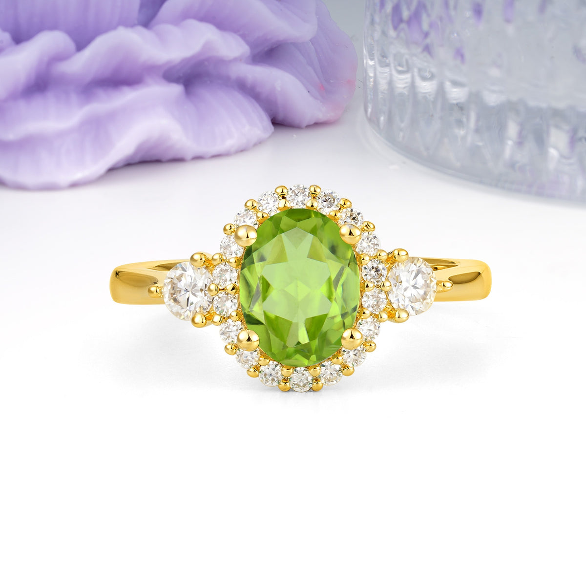 Classic Luxury 4-Prong Oval Cut Peridot Engagement Ring - Additional view