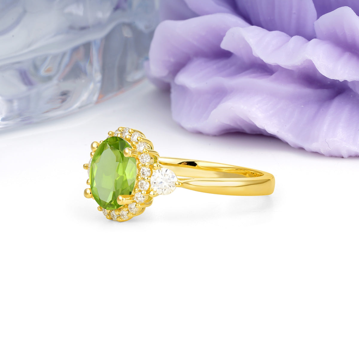 Classic Luxury 4-Prong Oval Cut Peridot Engagement Ring - Additional view