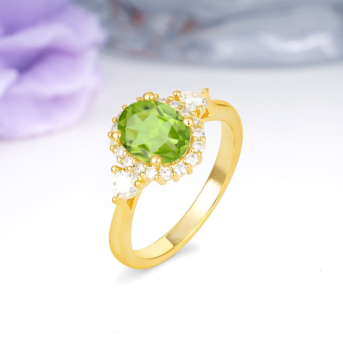 Classic Luxury 4-Prong Oval Cut Peridot Engagement Ring - Additional view