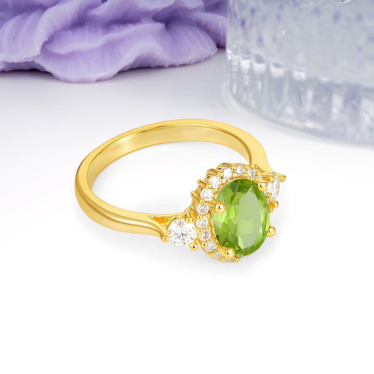 Classic Luxury 4-Prong Oval Cut Peridot Engagement Ring - Additional view