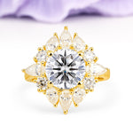 Stunning Starburst Floral Halo Round Cut Lab Diamond Engagement Ring - Additional view