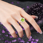 Stunning Starburst Floral Halo Round Cut Peridot Engagement Ring - Additional view
