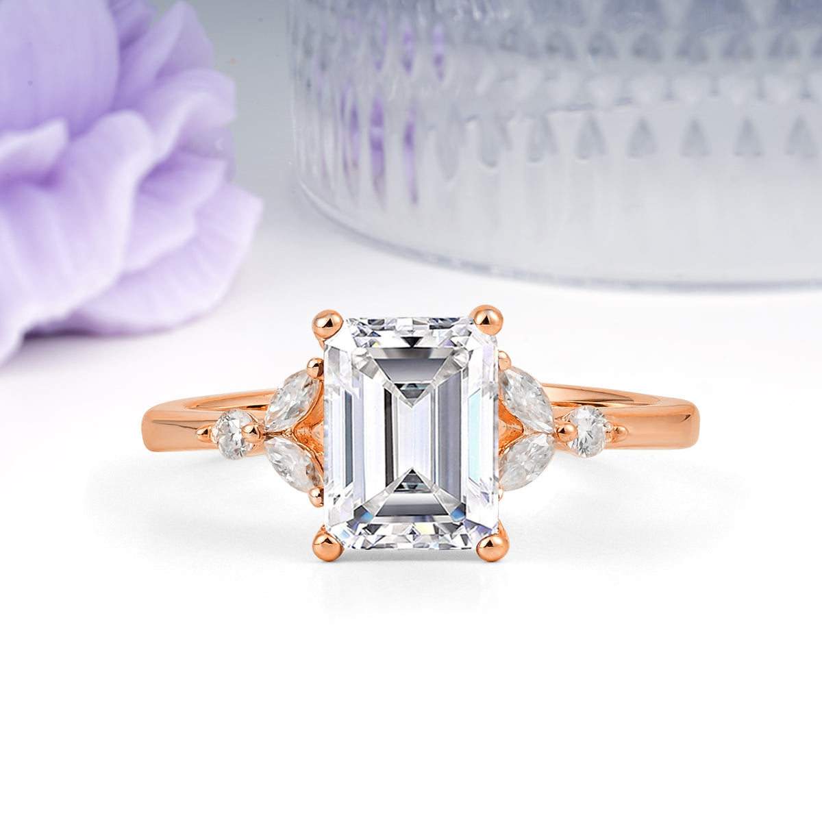 Vintage Classic 4-Prong Emerald Cut Lab Diamond Engagement Ring - Additional view