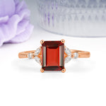 Vintage Classic 4-Prong Emerald Cut Garnet Engagement Ring - Additional view