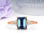Vintage Classic 4-Prong Emerald Cut Alexandrite Engagement Ring - Additional view