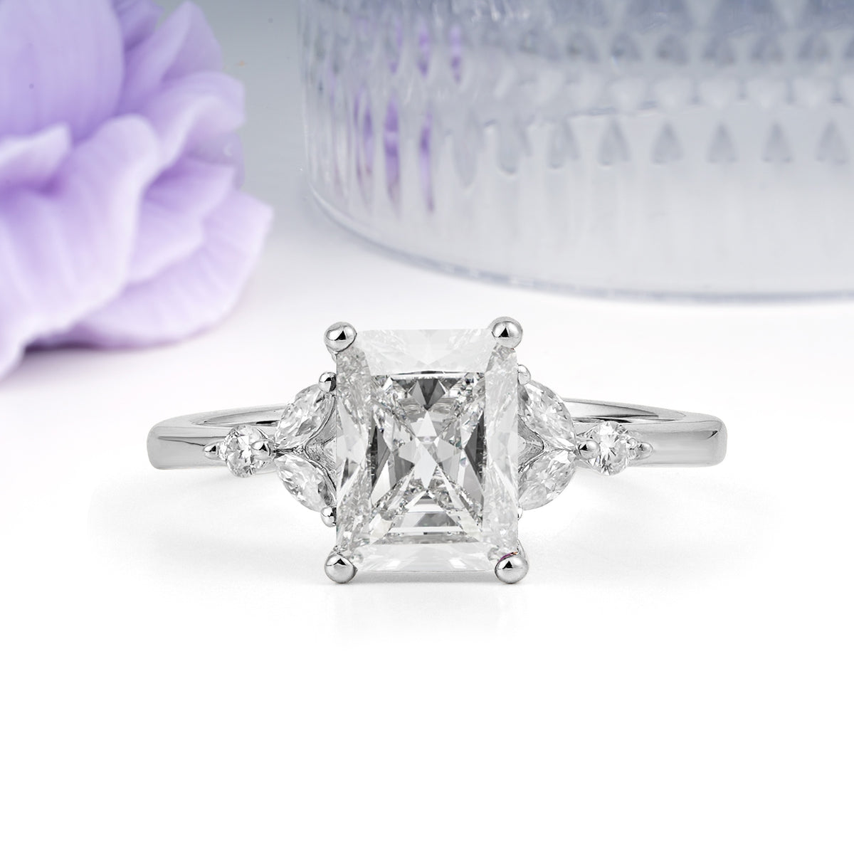 Vintage Classic 4-Prong Emerald Cut Moissanite Engagement Ring - Additional view