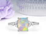 Vintage Classic 4-Prong Emerald Cut Fire Opal Engagement Ring - Additional view