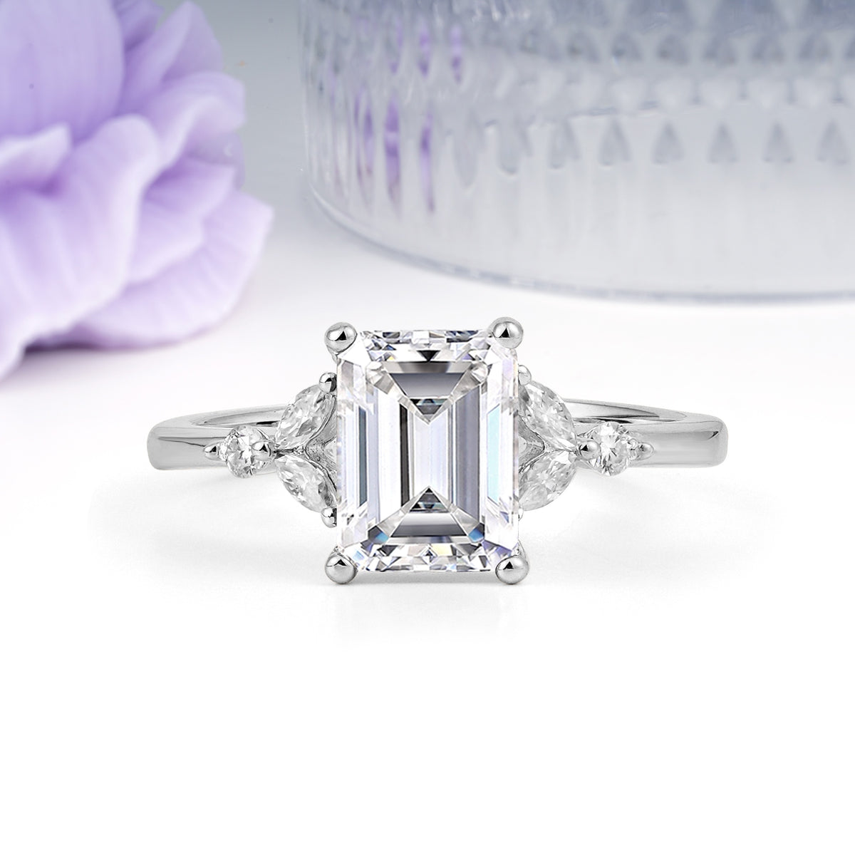 Vintage Classic 4-Prong Emerald Cut Lab Diamond Engagement Ring - Additional view