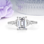 Vintage Classic 4-Prong Emerald Cut Lab Diamond Engagement Ring - Additional view