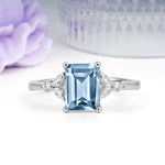 Vintage Classic 4-Prong Emerald Cut Aquamarine Engagement Ring - Additional view