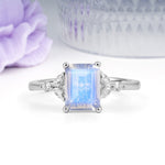 Vintage Classic 4-Prong Emerald Cut Moonstone Engagement Ring - Additional view