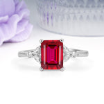 Vintage Classic 4-Prong Emerald Cut Ruby Engagement Ring - Additional view