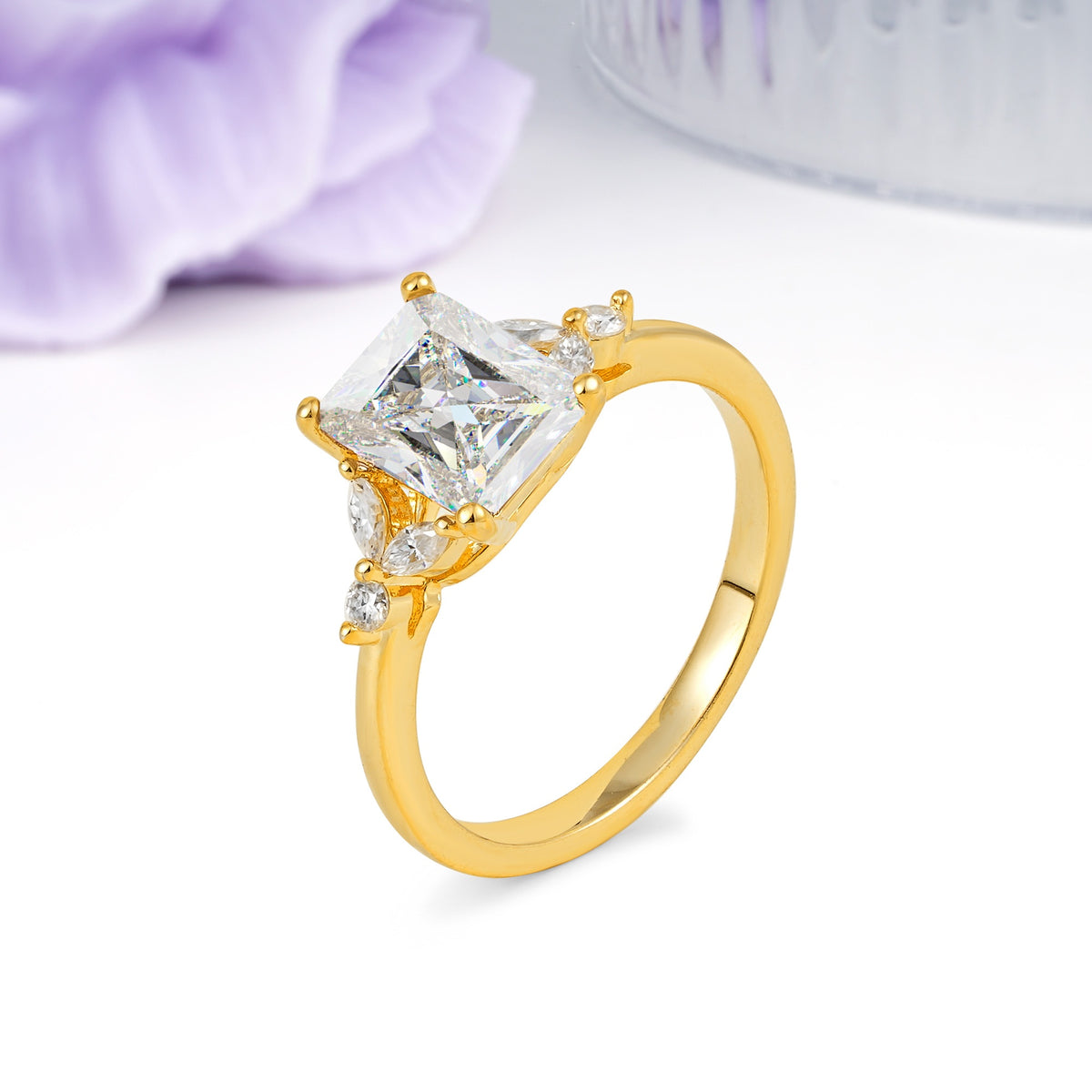 Vintage Classic 4-Prong Emerald Cut Moissanite Engagement Ring - Additional view