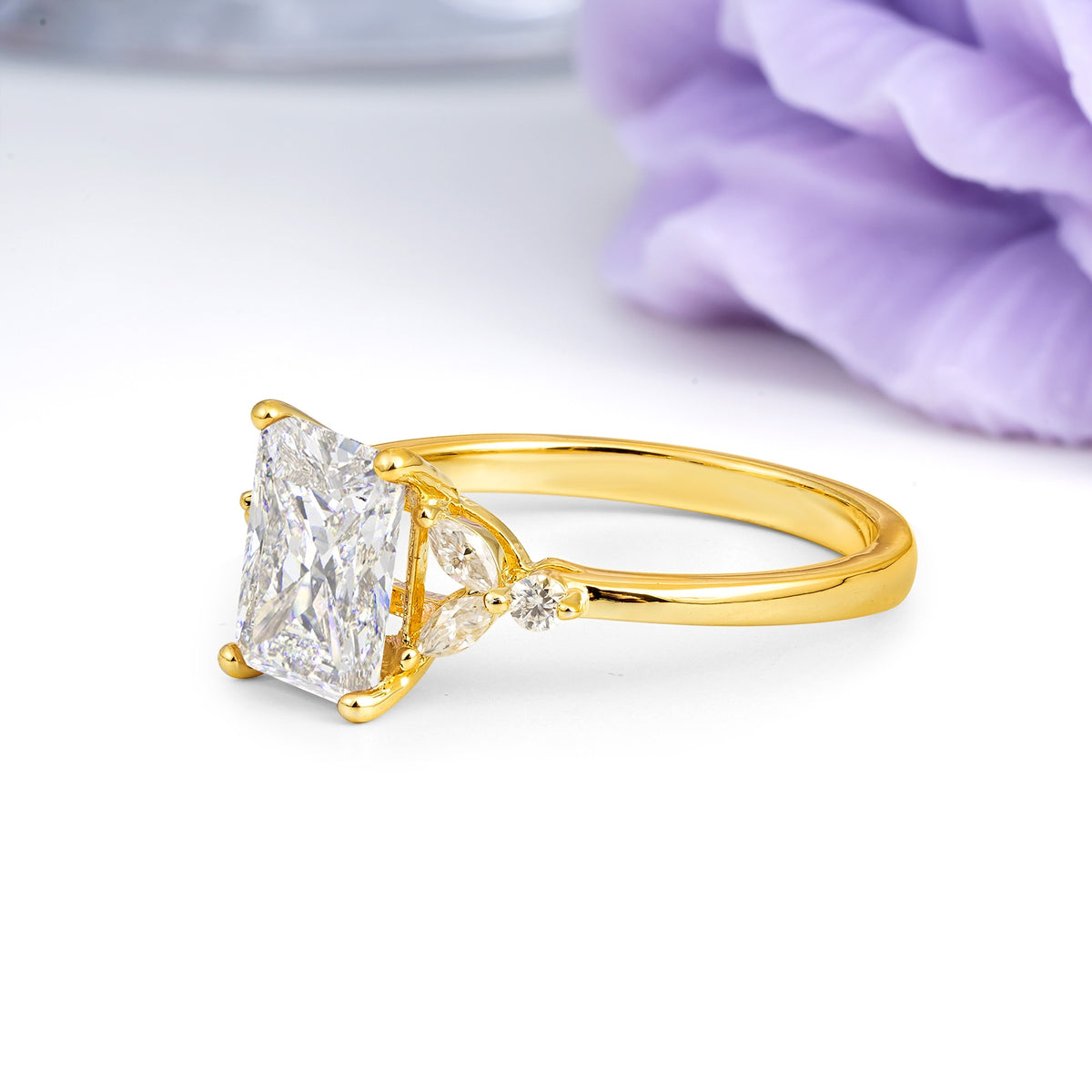 Vintage Classic 4-Prong Emerald Cut Moissanite Engagement Ring - Additional view