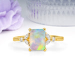 Vintage Classic 4-Prong Emerald Cut Fire Opal Engagement Ring - Additional view