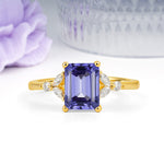 Vintage Classic 4-Prong Emerald Cut Tanzanite Engagement Ring - Additional view