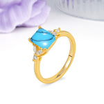 Vintage Classic 4-Prong Emerald Cut Turquoise Engagement Ring - Additional view