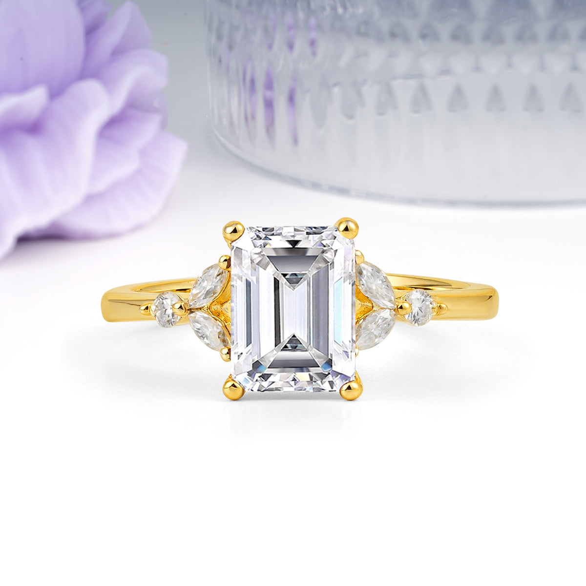 Vintage Classic 4-Prong Emerald Cut Lab Diamond Engagement Ring - Additional view