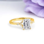 Vintage Classic 4-Prong Emerald Cut Lab Diamond Engagement Ring - Additional view