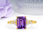 Vintage Classic 4-Prong Emerald Cut Amethyst Engagement Ring - Additional view
