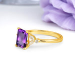 Vintage Classic 4-Prong Emerald Cut Amethyst Engagement Ring - Additional view
