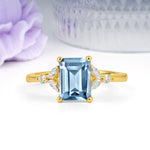 Vintage Classic 4-Prong Emerald Cut Aquamarine Engagement Ring - Additional view