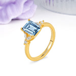 Vintage Classic 4-Prong Emerald Cut Aquamarine Engagement Ring - Additional view