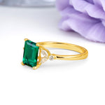 Vintage Classic 4-Prong Emerald Cut Emerald Engagement Ring - Additional view