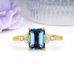 Vintage Classic 4-Prong Emerald Cut Alexandrite Engagement Ring - Additional view