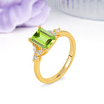 Vintage Classic 4-Prong Emerald Cut Peridot Engagement Ring - Additional view