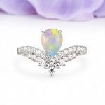 Classic and Unique 3-Prong Crown Setting with Pear Cut Fire Opal Engagement Ring - Additional view