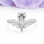 Classic and Unique 3-Prong Crown Setting with Pear Cut Lab Diamond Engagement Ring - Additional view