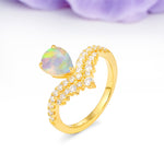 Classic and Unique 3-Prong Crown Setting with Pear Cut Fire Opal Engagement Ring - Additional view