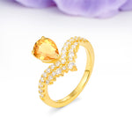 Classic and Unique 3-Prong Crown Setting with Pear Cut Citrine Engagement Ring - Additional view