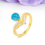 Classic and Unique 3-Prong Crown Setting with Pear Cut Turquoise Engagement Ring - Additional view