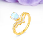 Classic and Unique 3-Prong Crown Setting with Pear Cut Moonstone Engagement Ring - Additional view