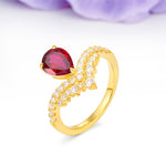 Classic and Unique 3-Prong Crown Setting with Pear Cut Ruby Engagement Ring - Additional view