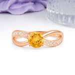 Elegant Continuous Princess Side Gem Infinity Loop Round Cut Citrine Engagement Ring - Additional view