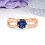 Elegant Continuous Princess Side Gem Infinity Loop Round Cut Tanzanite Engagement Ring - Additional view