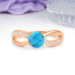 Elegant Continuous Princess Side Gem Infinity Loop Round Cut Turquoise Engagement Ring - Additional view