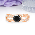 Elegant Continuous Princess Side Gem Infinity Loop Round Cut Black Onyx Engagement Ring - Additional view