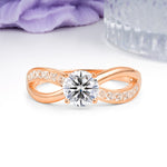 Elegant Continuous Princess Side Gem Infinity Loop Round Cut Lab Diamond Engagement Ring - Additional view