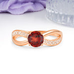 Elegant Continuous Princess Side Gem Infinity Loop Round Cut Garnet Engagement Ring - Additional view